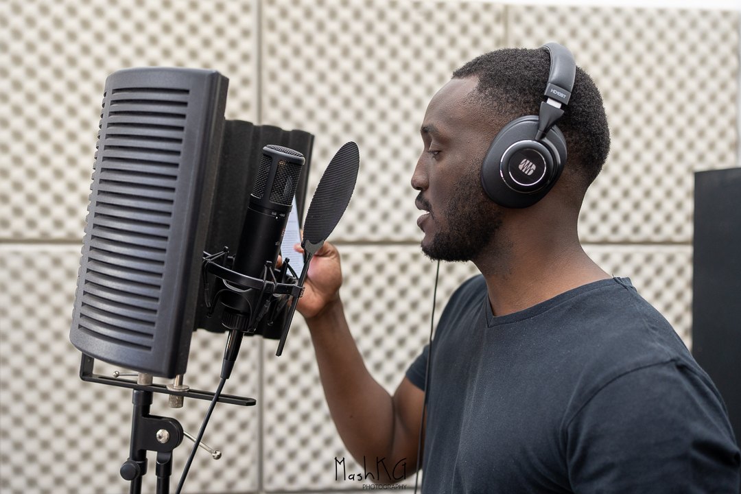 Adrian recording voice-over